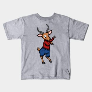 Cute Anthropomorphic Human-like Cartoon Character Impala in Clothes Kids T-Shirt